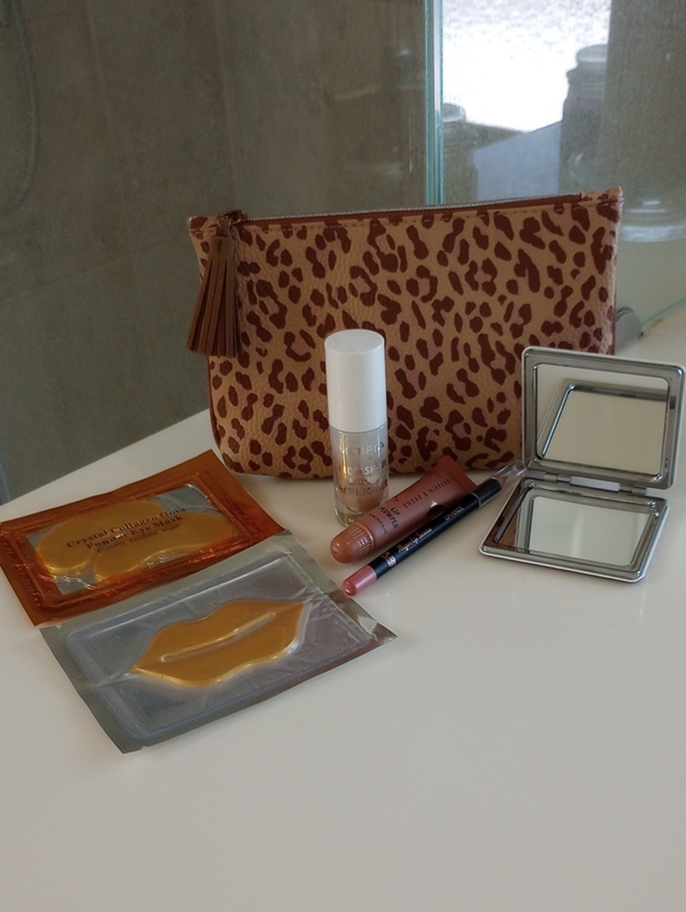 Ipsy Leopard Pouch & Beauty Products